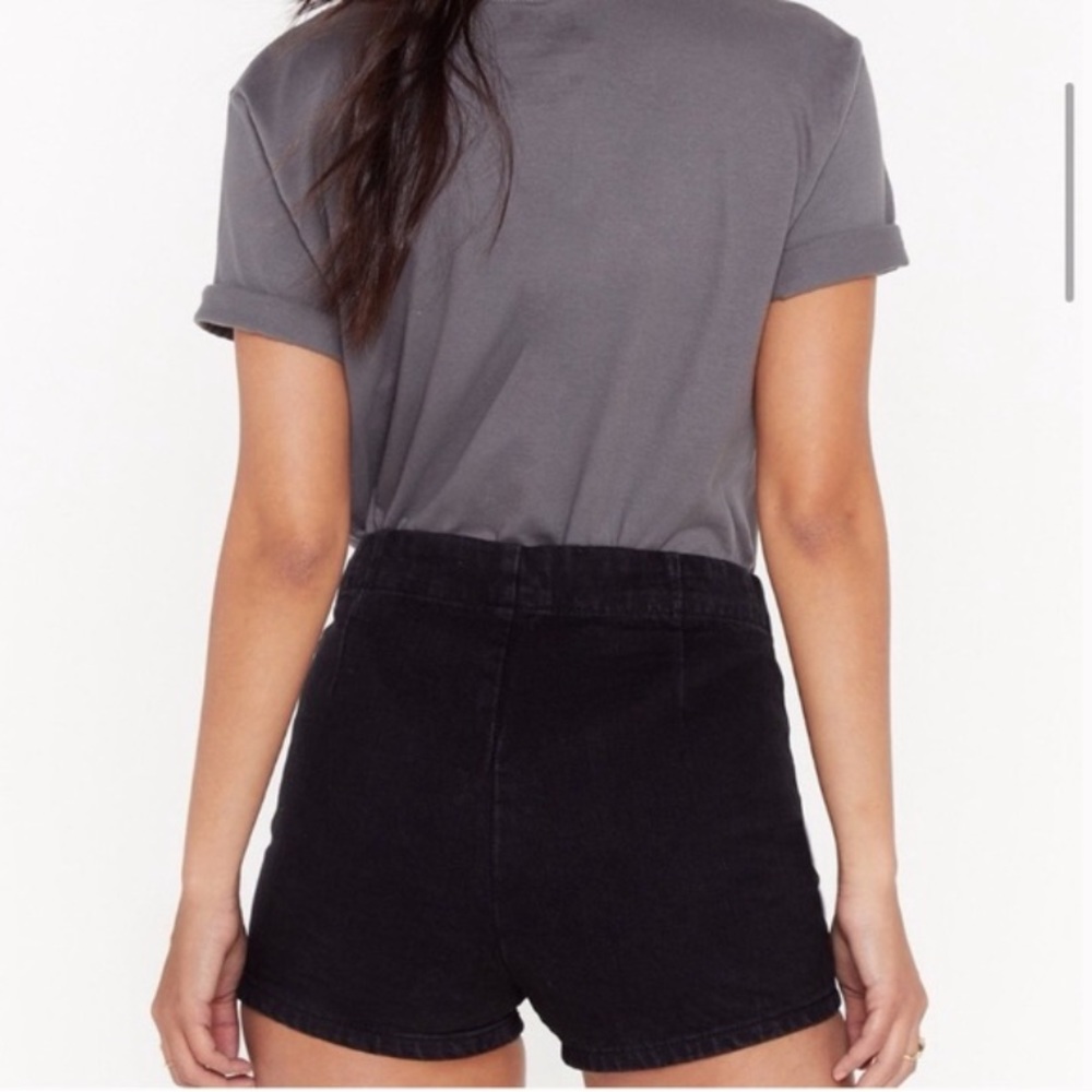 Brave Soul Denim Studio Mindy High Waisted Lace up Shorts Black 10/38 - Picture 4 of 11